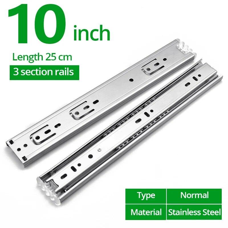 YM 10" - 22" Stainless Steel Drawer Slides Soft Close Drawer Track Rail Sliding Three-Section Cabinet Slides Furniture Hardware - YM HARDWARES CO., LTD