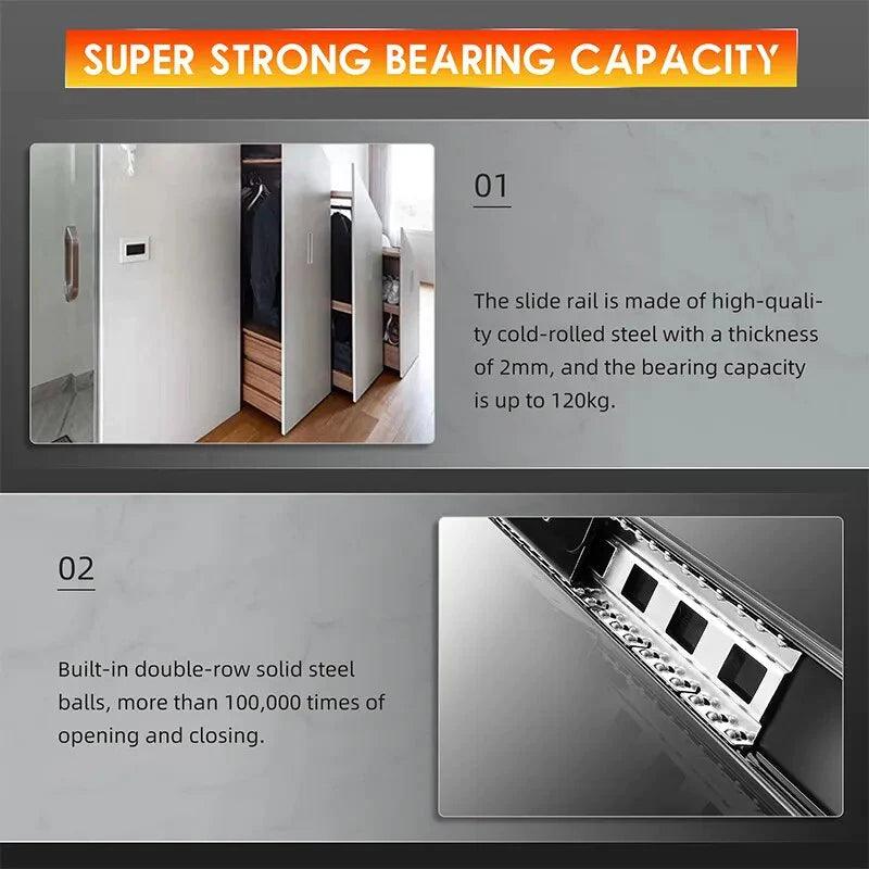 YM 1Pair Bottom Mount Heavy Duty Drawer Slides 260 LB Load Capacity Full Extension Ball Bearing Cabinet Hidden Stair Rail - YM HARDWARES CO., LTD