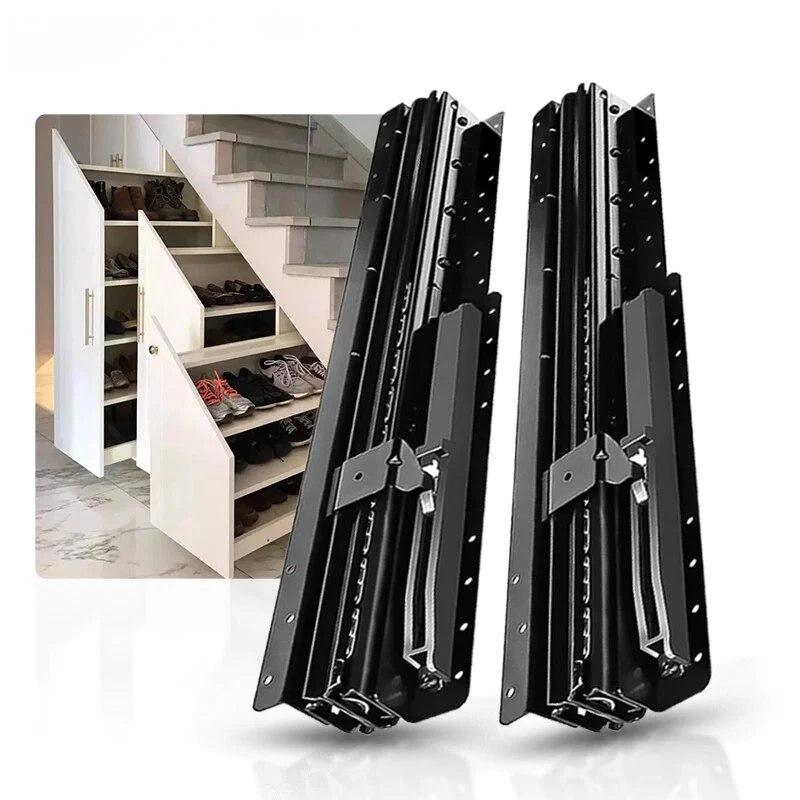 YM 1Pair Bottom Mount Heavy Duty Drawer Slides 260 LB Load Capacity Full Extension Ball Bearing Cabinet Hidden Stair Rail - YM HARDWARES CO., LTD